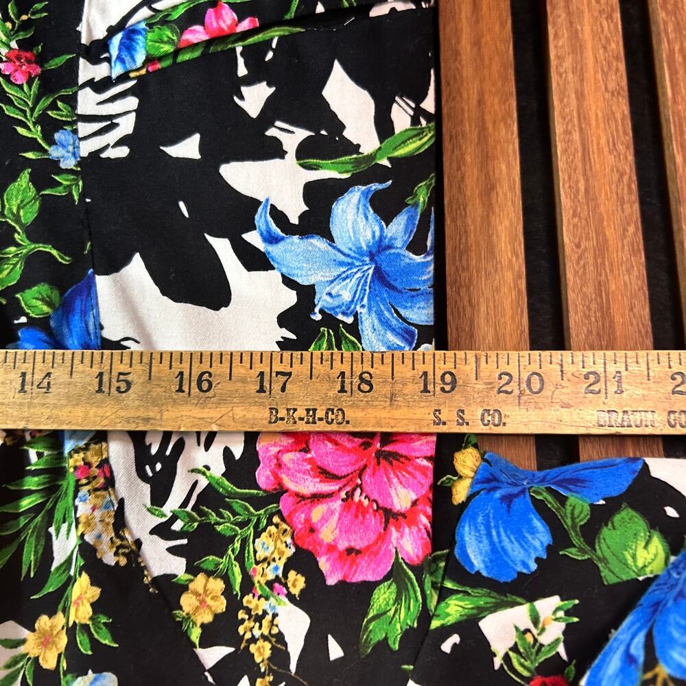 Floral Blazer Large Black White Pink Blue Stretch Statement Jacket Snazzy 90's - Picture 7 of 12